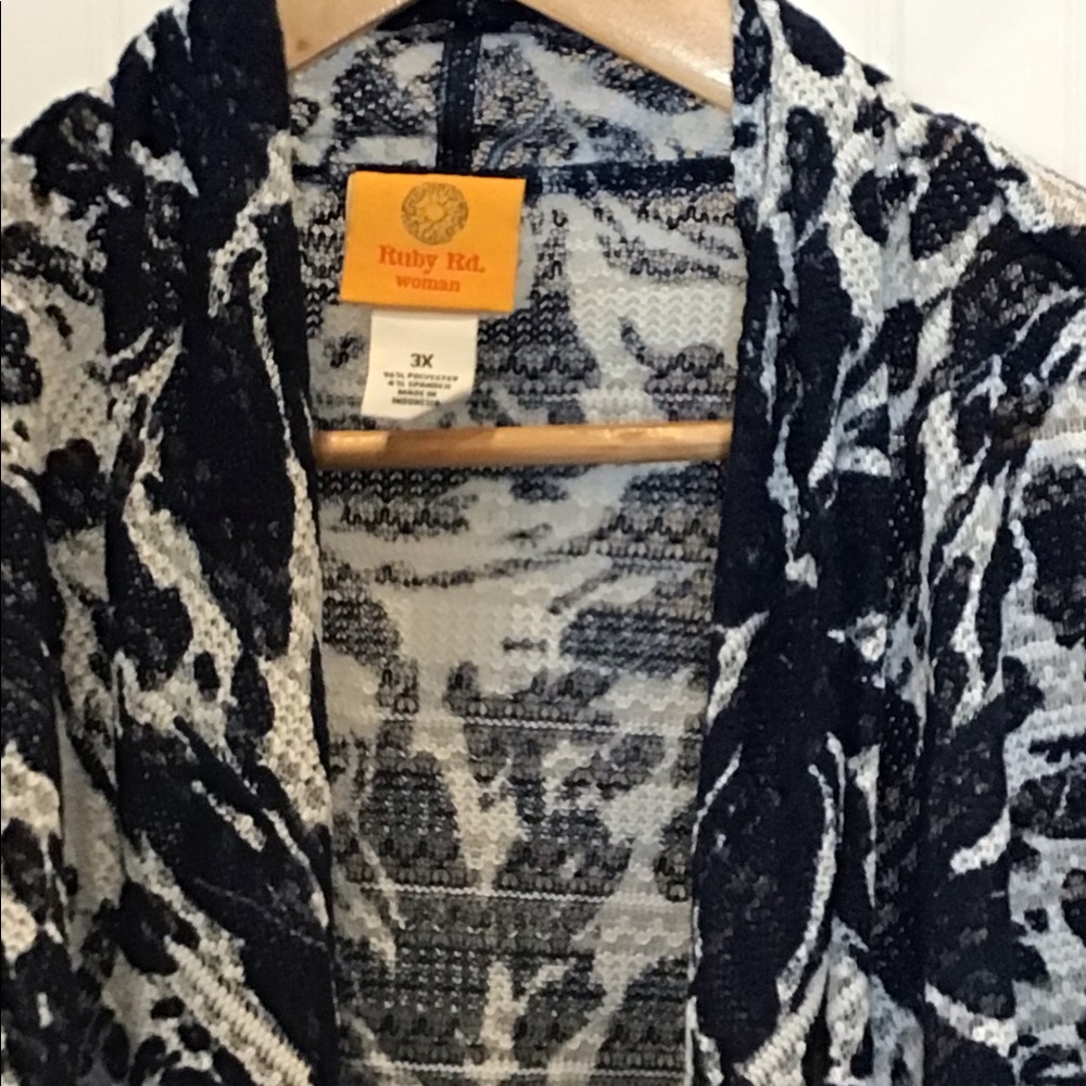 Ruby Rd. | Plus Size Women’s Cardigan Sweater Blue/White 3X - Picture 7 of 16
